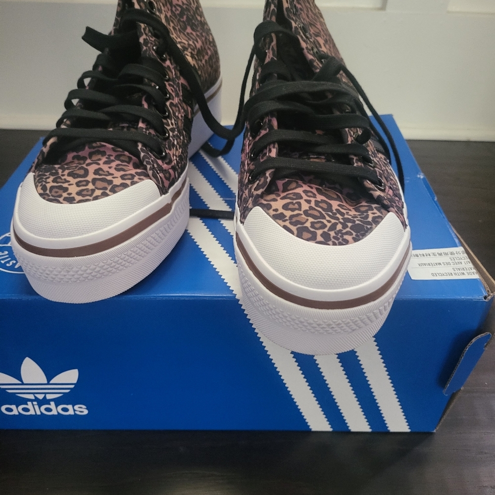 10 1/2 Leopard Adidas sneakers